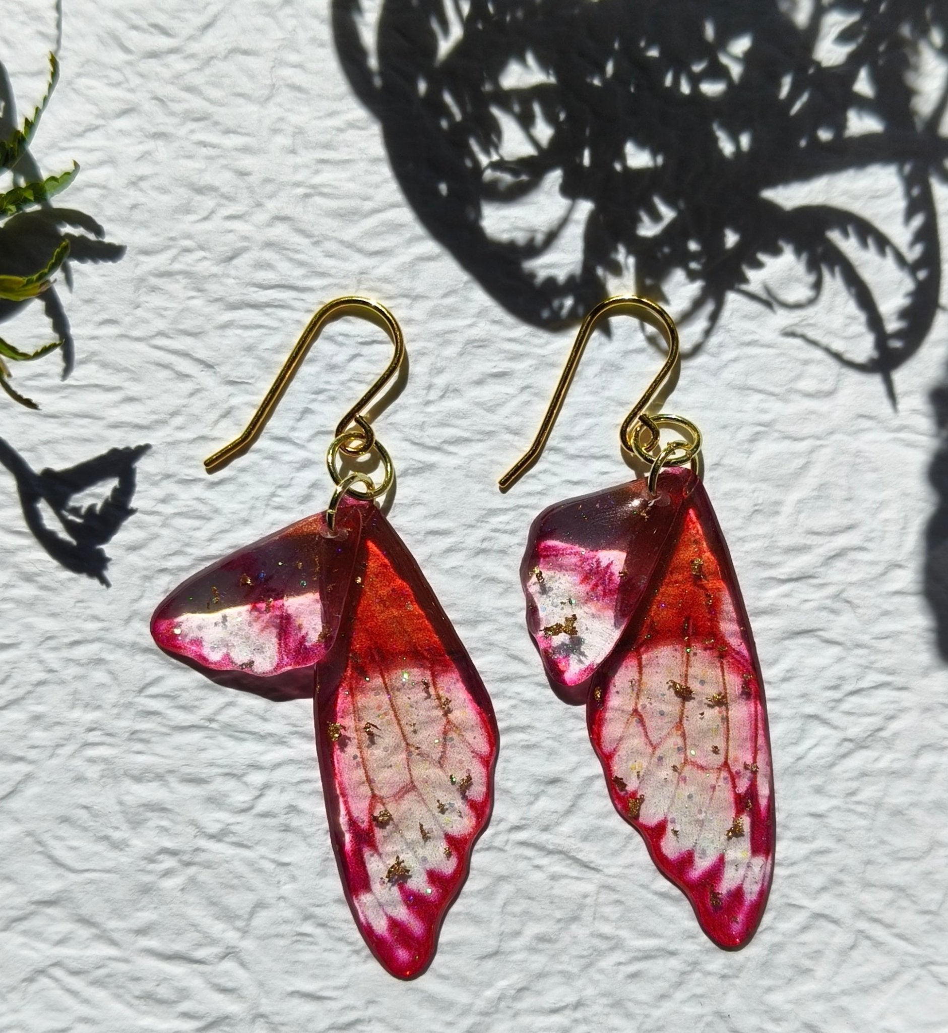 Fairy / Butterfly Wing Earrings - Kowhai and Sage