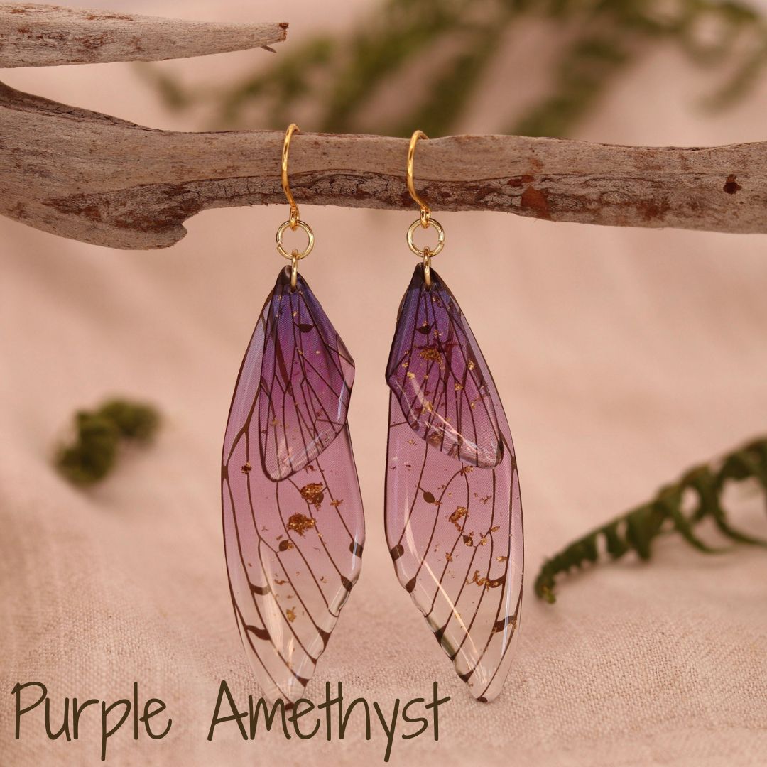 Fairy / Butterfly Wing Earrings - Kowhai and Sage