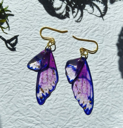 Fairy / Butterfly Wing Earrings - Kowhai and Sage