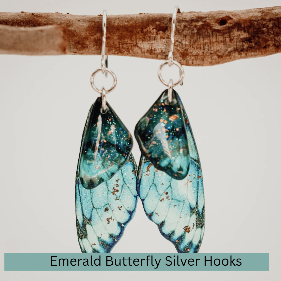 Fairy / Butterfly Wing Earrings - Kowhai and Sage