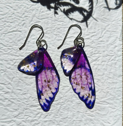Fairy / Butterfly Wing Earrings - Kowhai and Sage