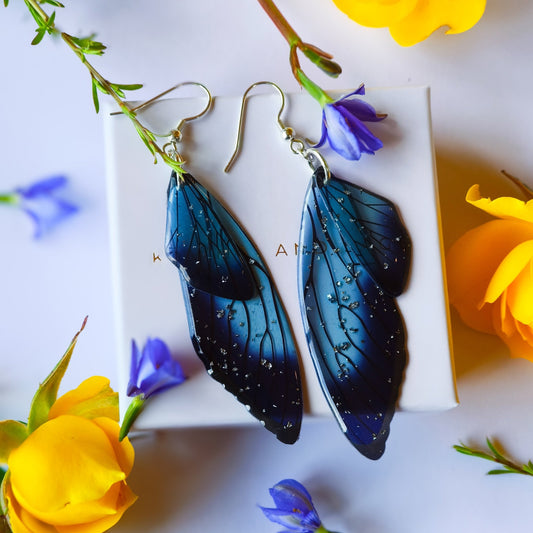 Fairy / Butterfly Wing Earrings - Kowhai and Sage