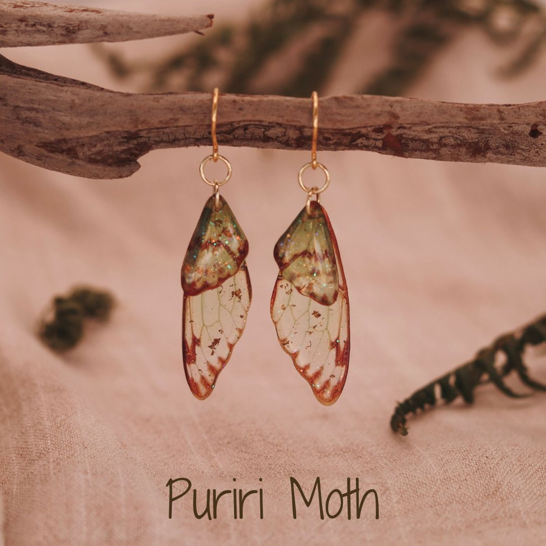 Fairy / Butterfly Wing Earrings - Kowhai and Sage