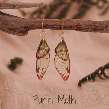 Fairy / Butterfly Wing Earrings - Kowhai and Sage