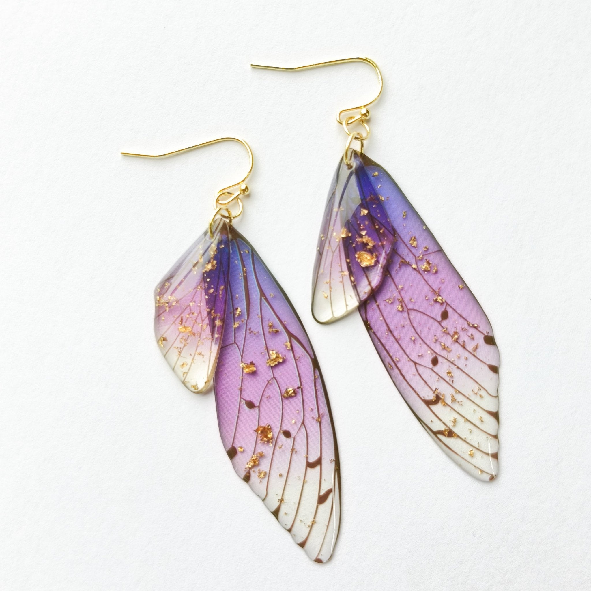 Fairy / Butterfly Wing Earrings - Kowhai and Sage