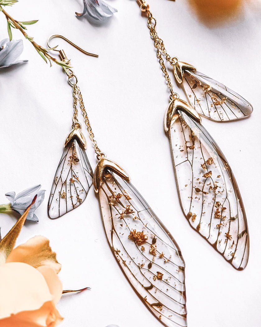 Fairy / Butterfly Wing Earrings - Kowhai and Sage