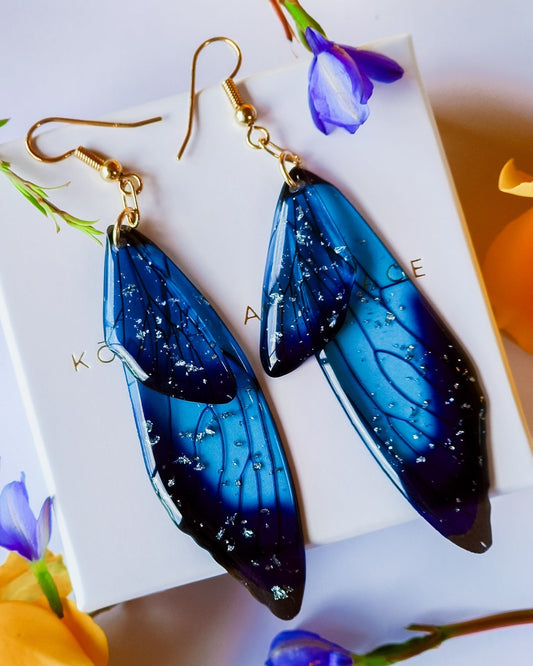 Fairy / Butterfly Wing Earrings - Kowhai and Sage