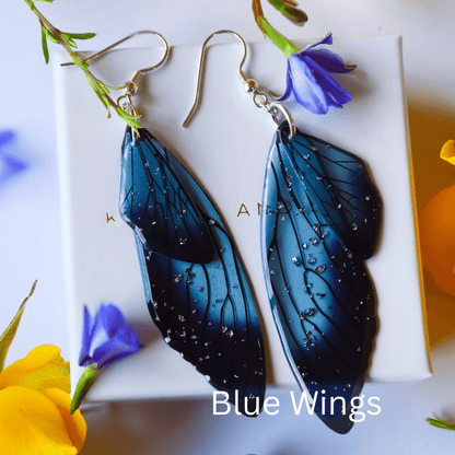Fairy / Butterfly Wing Earrings - Kowhai and Sage