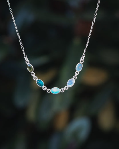 Family Tree Sterling Silver Custom Birthstone Necklace - Kowhai and Sage