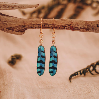 Feather Earrings - Kowhai and Sage