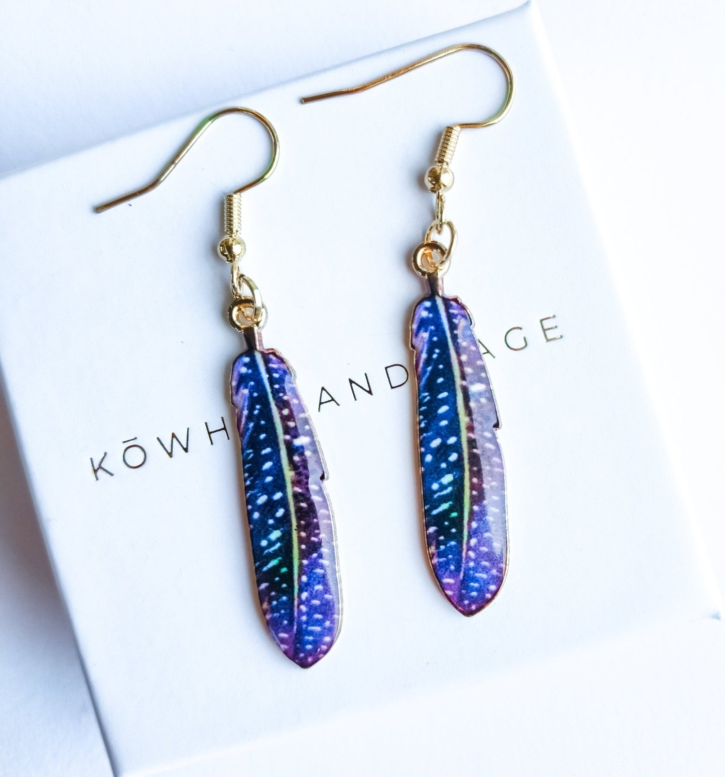 Feather Earrings - Kowhai and Sage