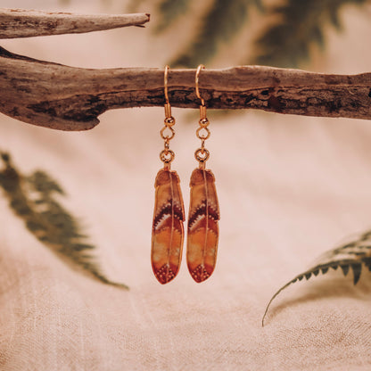 Feather Earrings - Kowhai and Sage