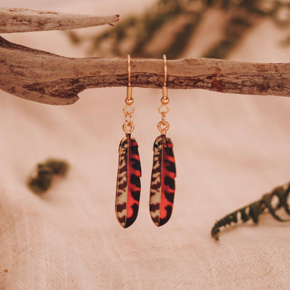 Feather Earrings - Kowhai and Sage