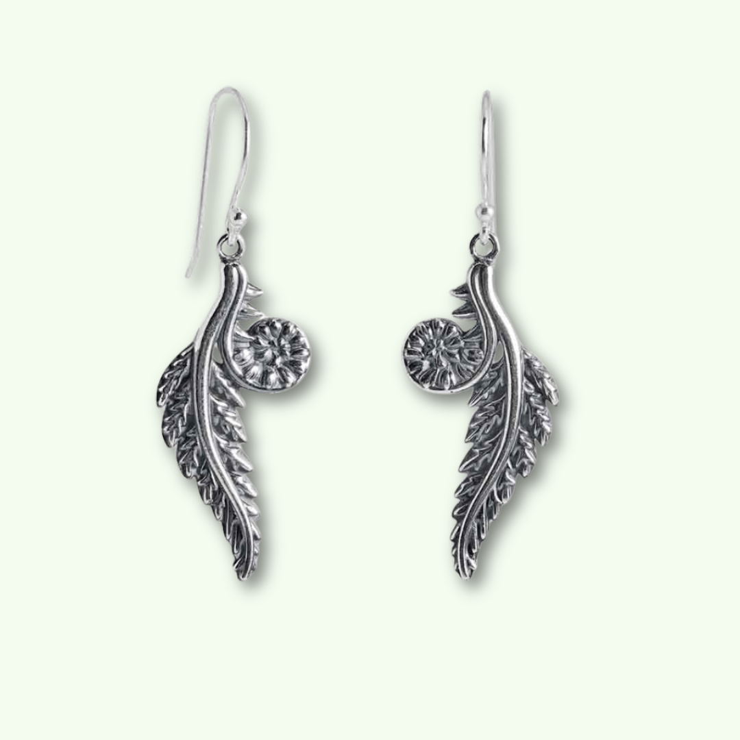 Fern Dangle Earrings - Kowhai and Sage