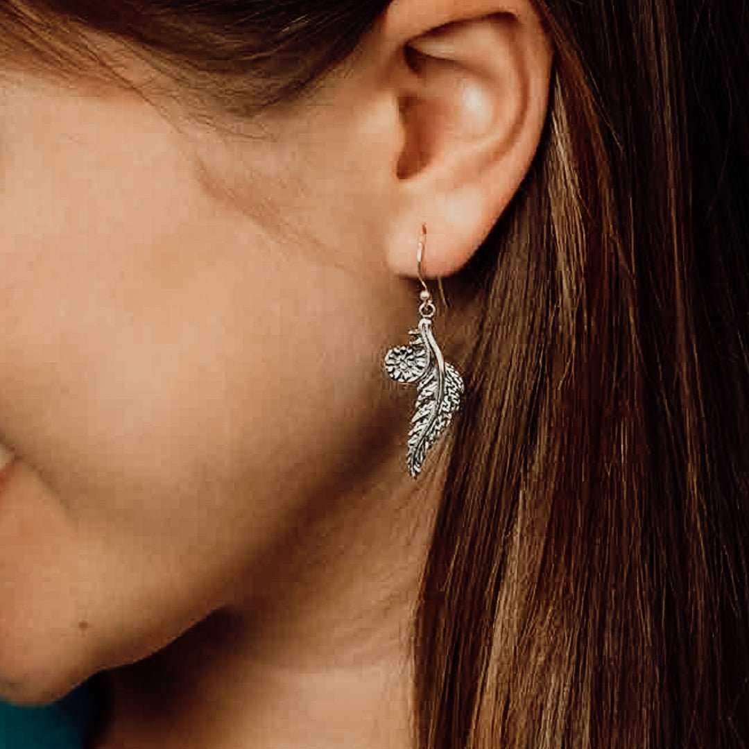 Fern Dangle Earrings - Kowhai and Sage