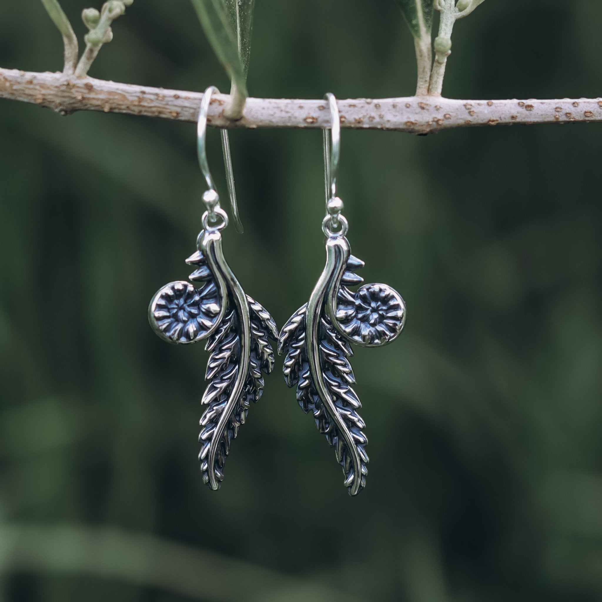 Fern Dangle Earrings - Kowhai and Sage