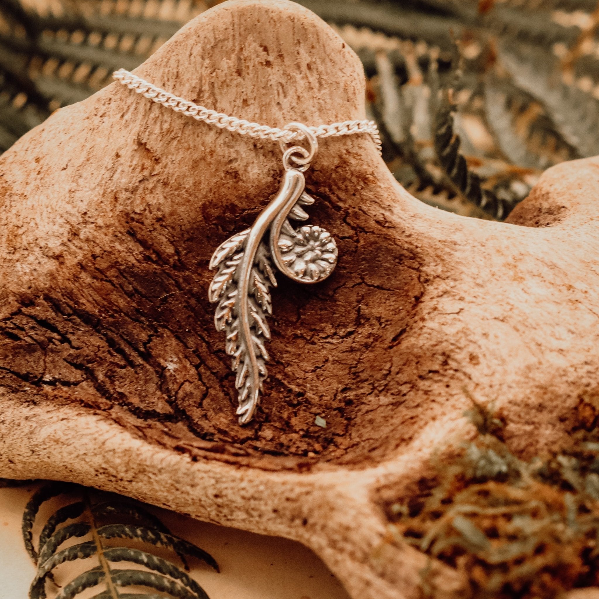 Fern Talisman Necklace - Kowhai and Sage