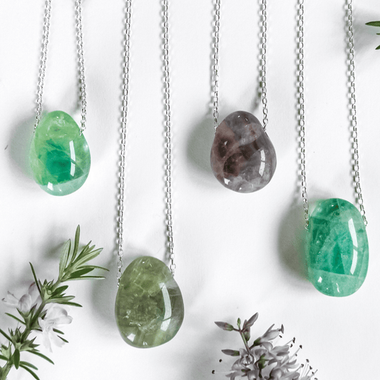 Fluorite Necklace - Kowhai and Sage