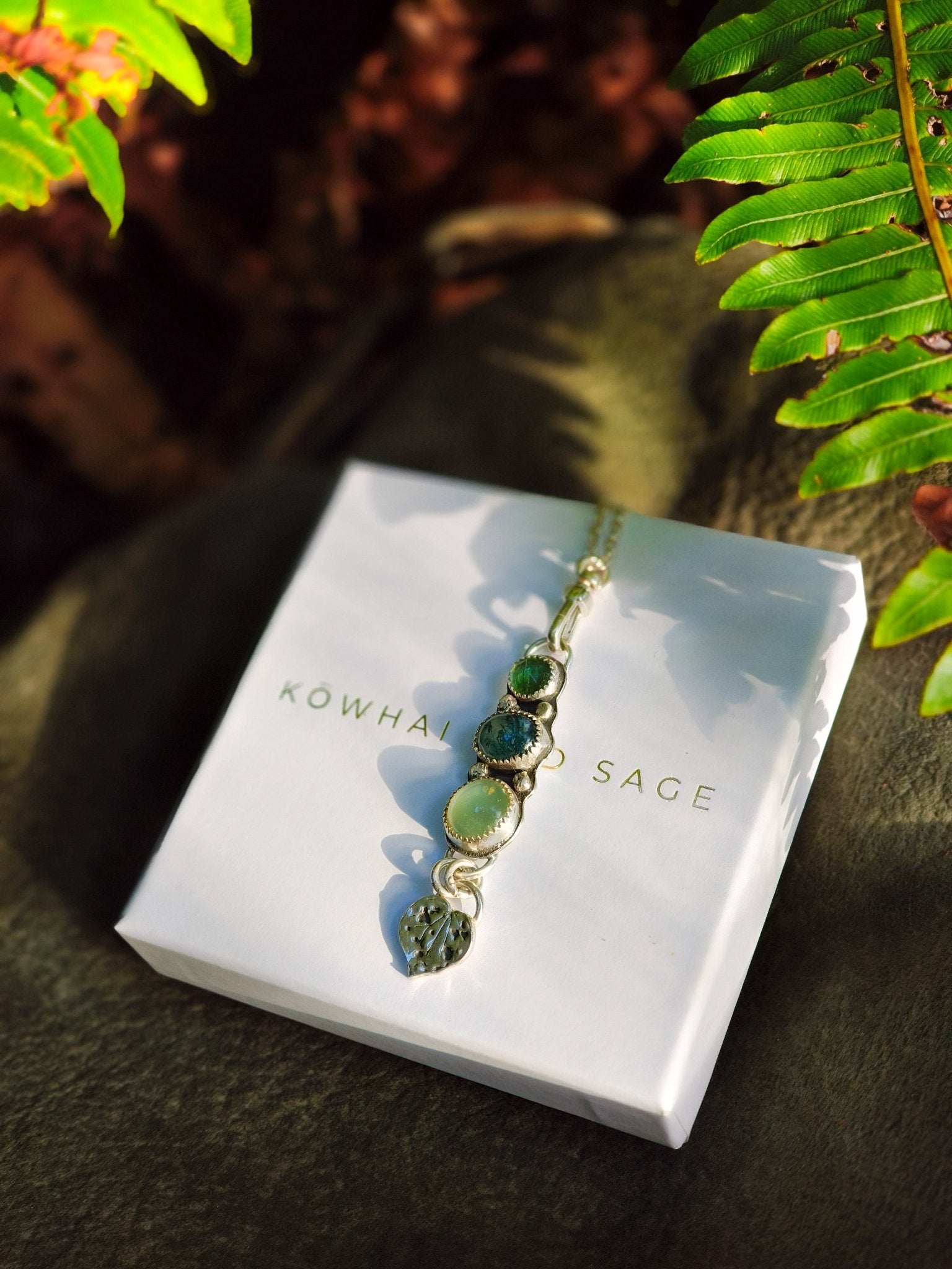 For The Love Of The Forest Kawakawa Necklace - Kowhai and Sage