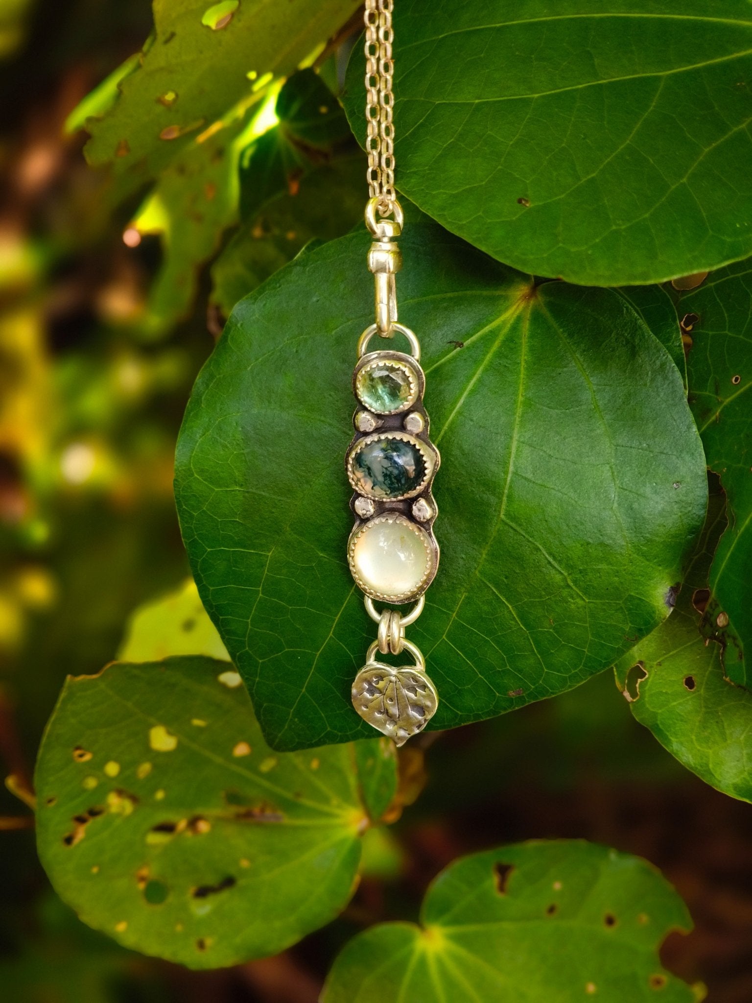 For The Love Of The Forest Kawakawa Necklace - Kowhai and Sage