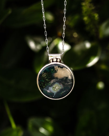 For The Love Of The Forest Moss Agate Necklace - Kowhai and Sage