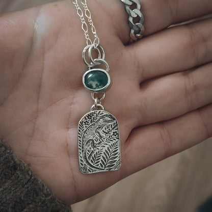 Gecko Moss Agate Necklace - Kowhai and Sage