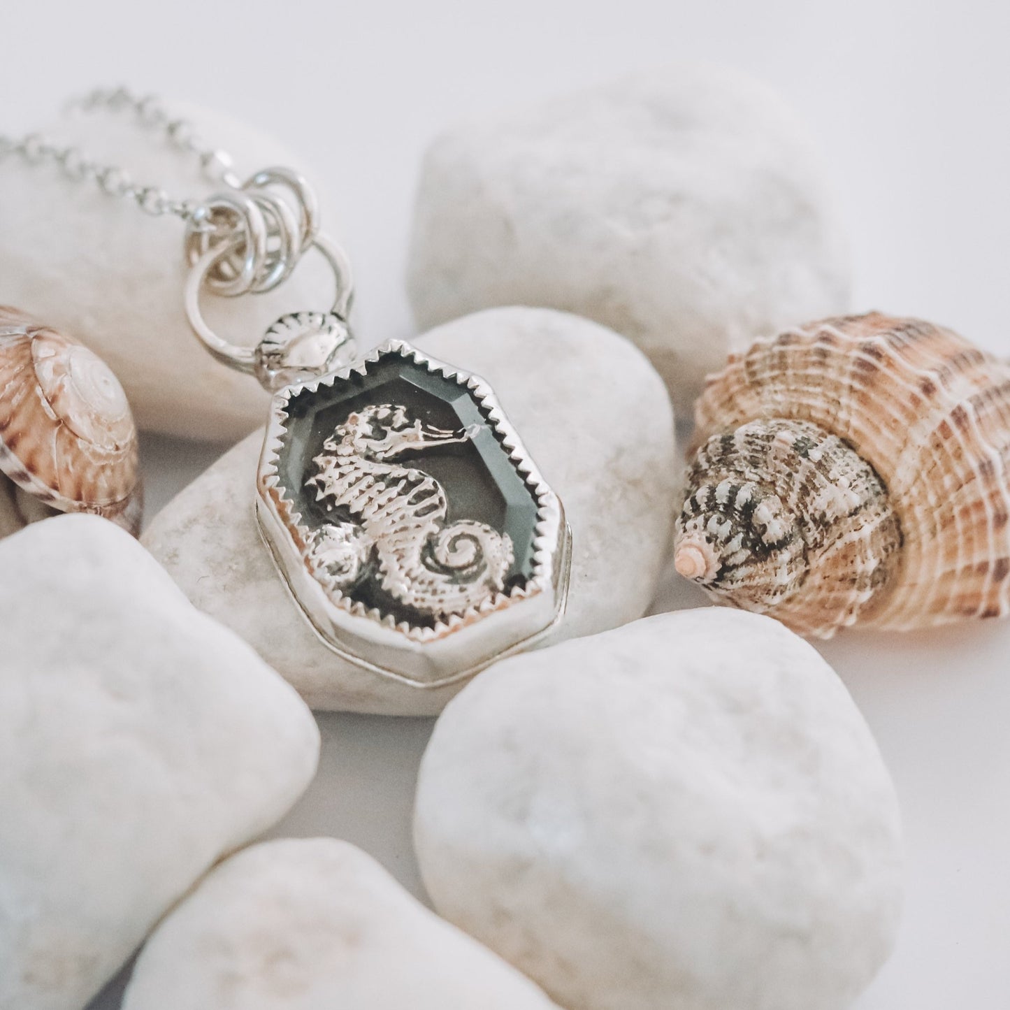 "Go With The Flow" Seahorse Necklace - Kowhai and Sage