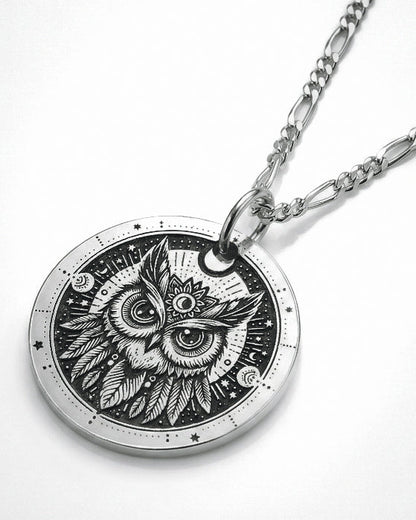 Guided By Intuition Owl Necklace - Kowhai and Sage