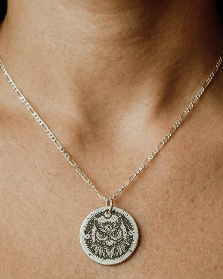 Guided By Intuition Owl Necklace - Kowhai and Sage