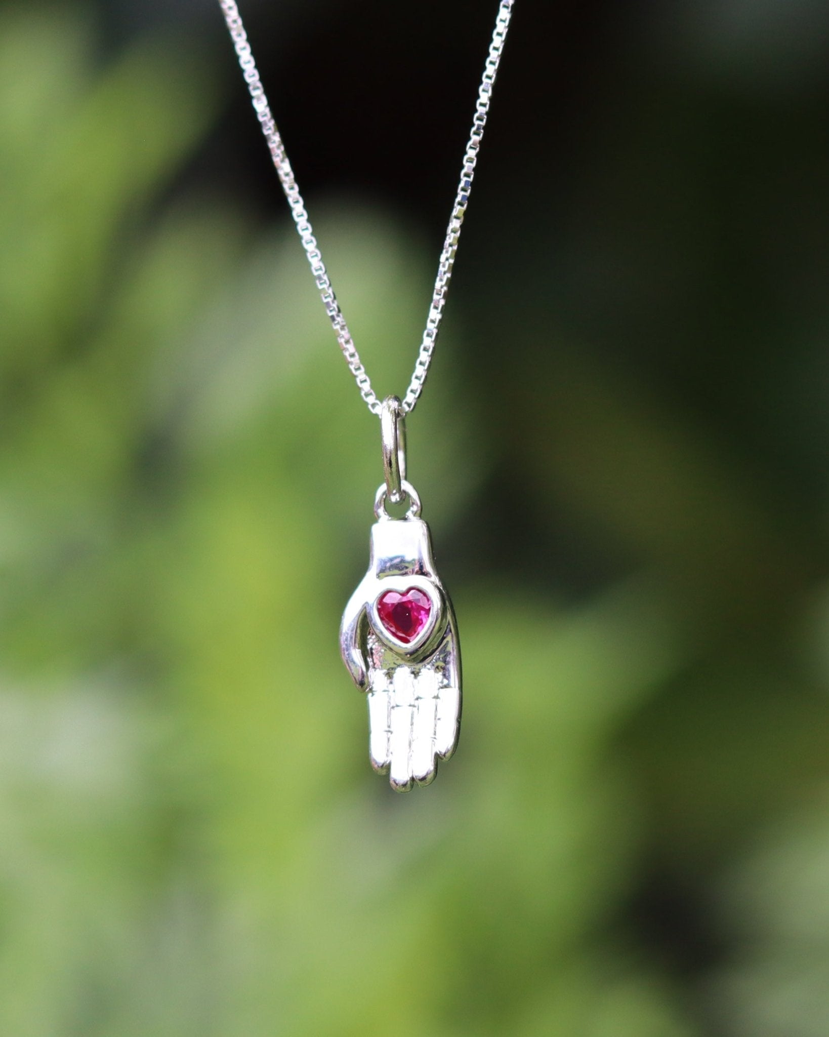 Hand on Heart Necklace - Kowhai and Sage