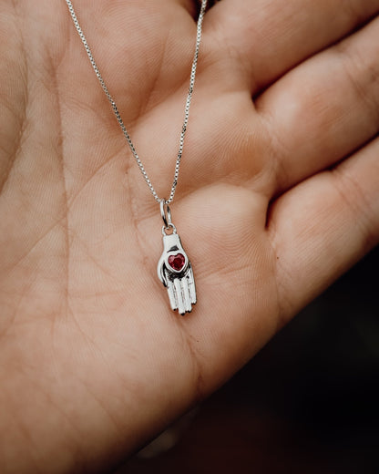 Hand on Heart Necklace - Kowhai and Sage