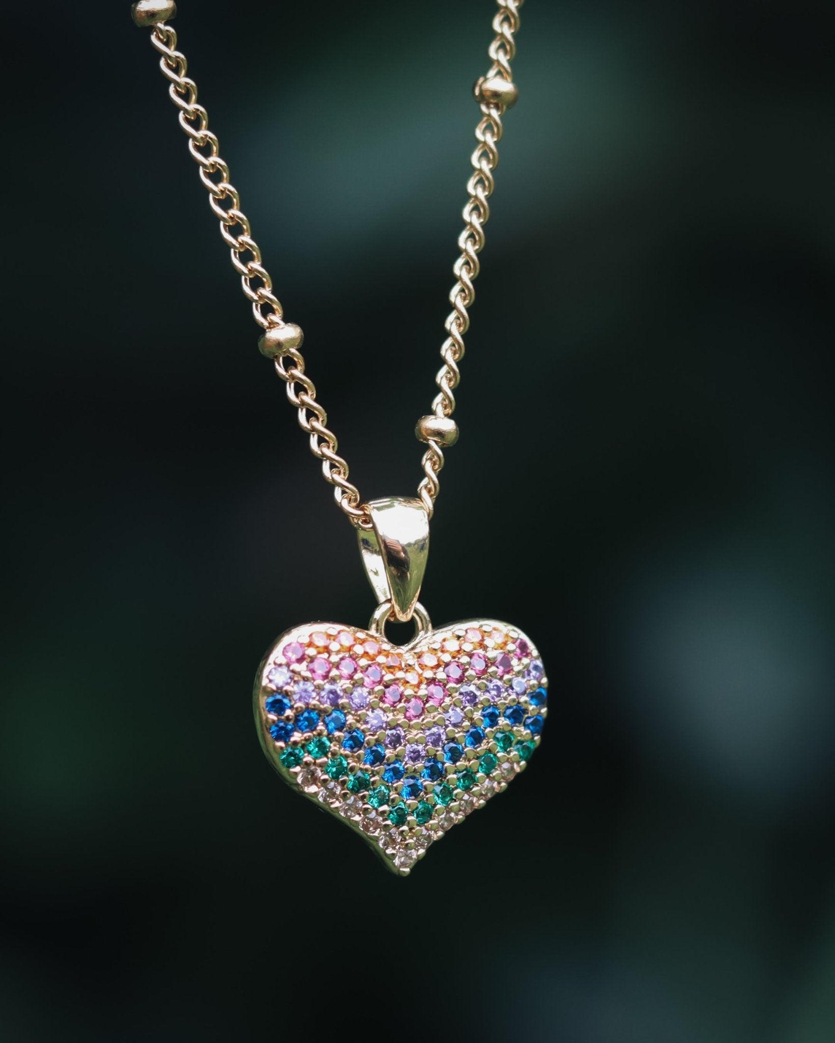 Heart Necklace - Kowhai and Sage