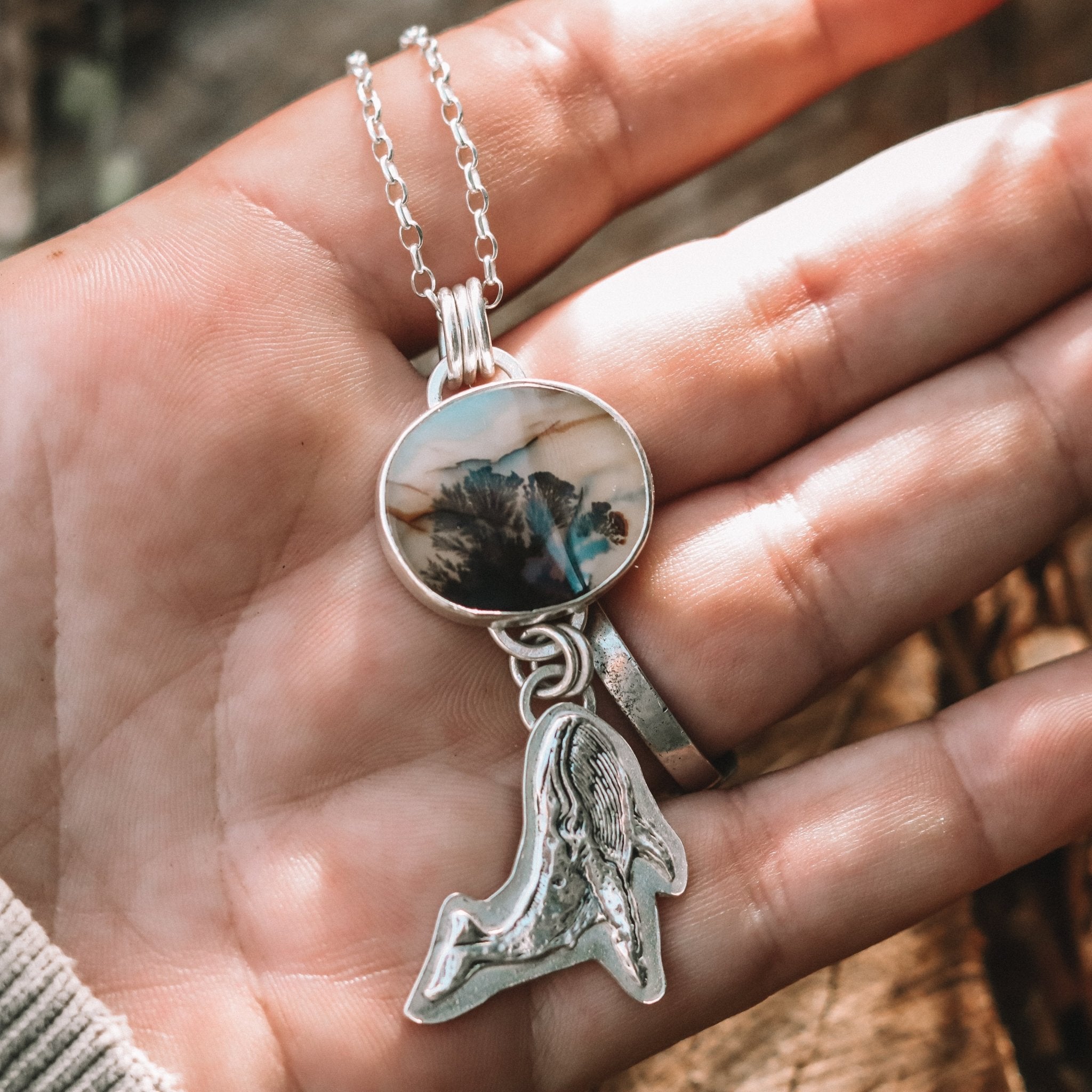 Just Breathe Whale Necklace - Kowhai and Sage