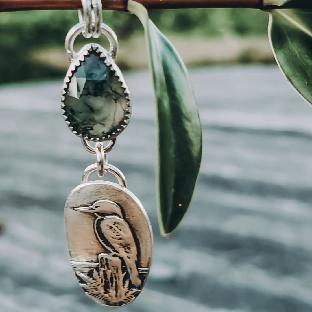 Kingfisher Moss Agate Necklace - Kowhai and Sage