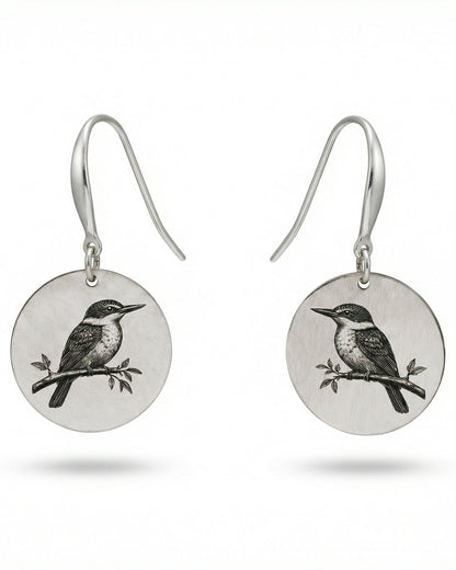 Kōtare Kingfisher Earrings - Kowhai and Sage