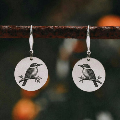 Kōtare Kingfisher Earrings - Kowhai and Sage