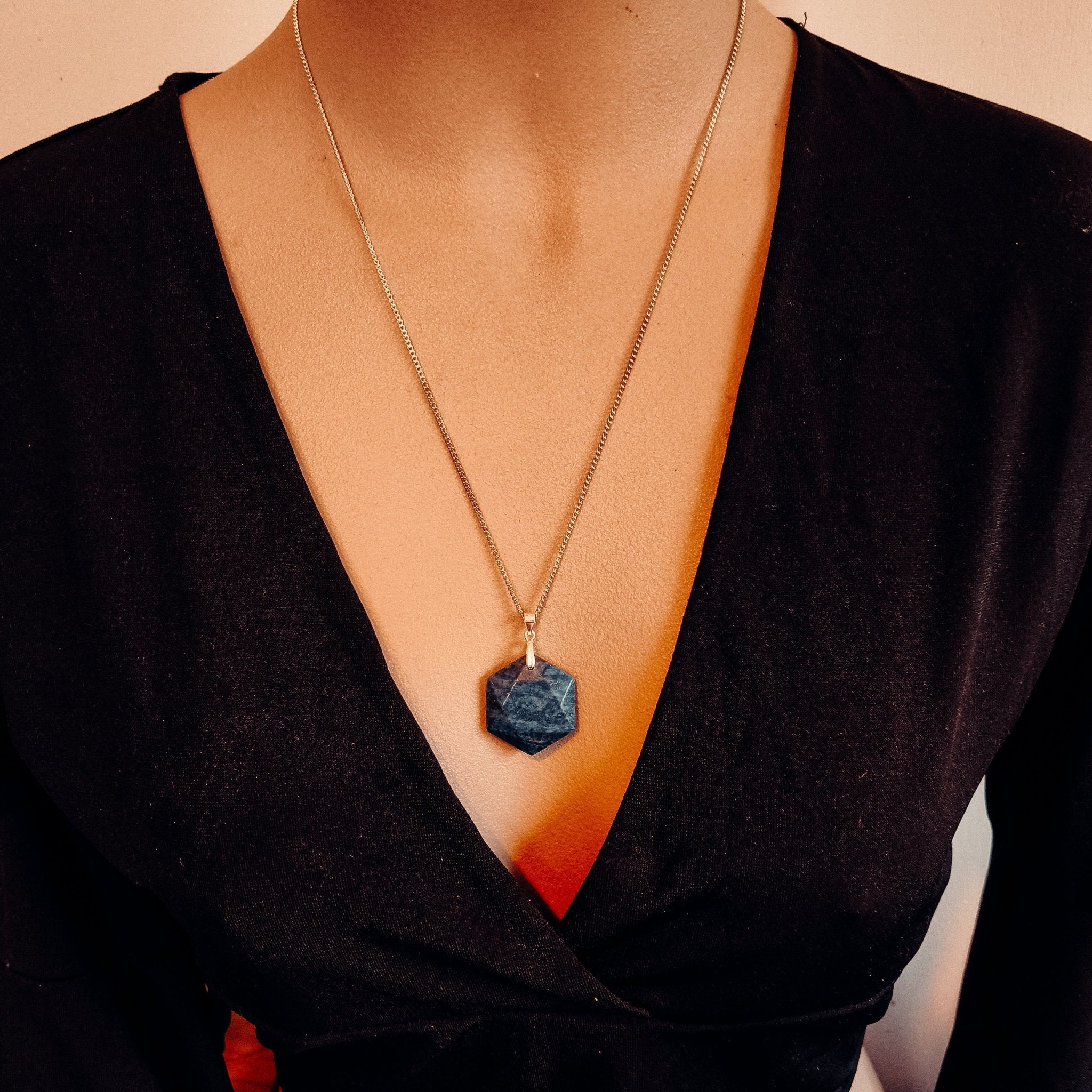 Lapis Lazuli Hexagon Necklace - Kowhai and Sage