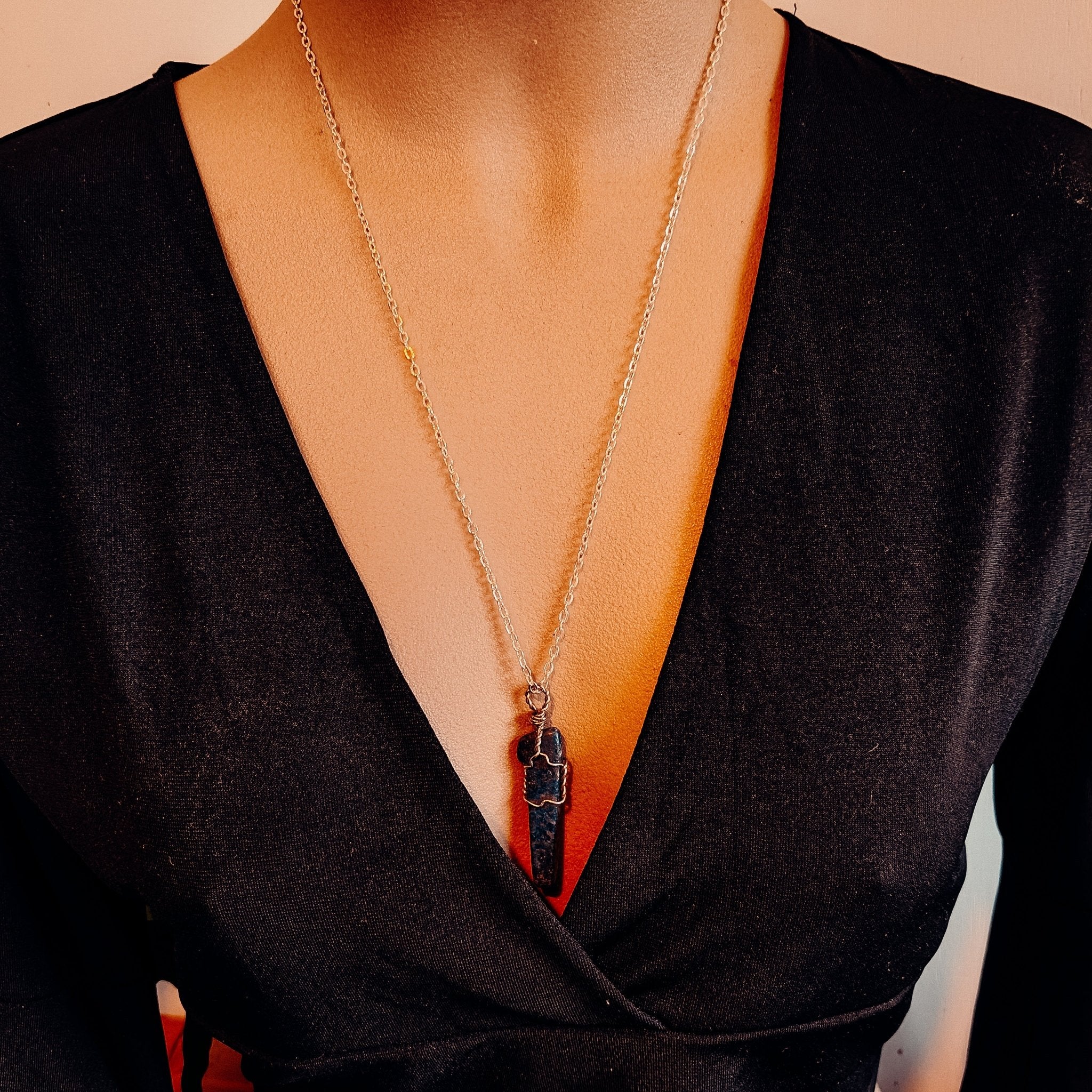Lapis Lazuli Point Necklace - Kowhai and Sage