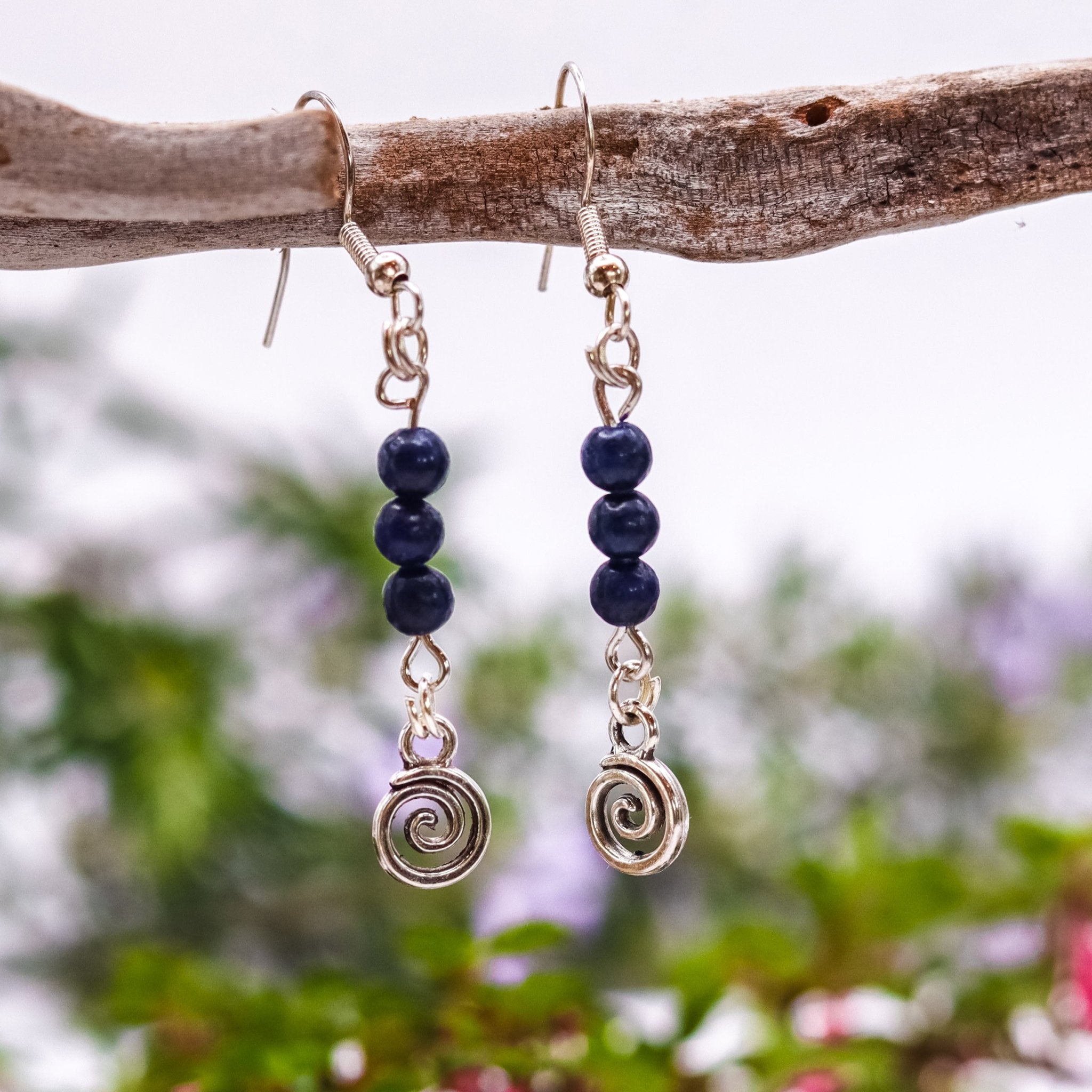 Lapis Lazuli Spiral Earrings - Kowhai and Sage