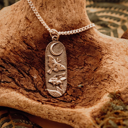 Luna Moth Moonflower Necklace - Kowhai and Sage