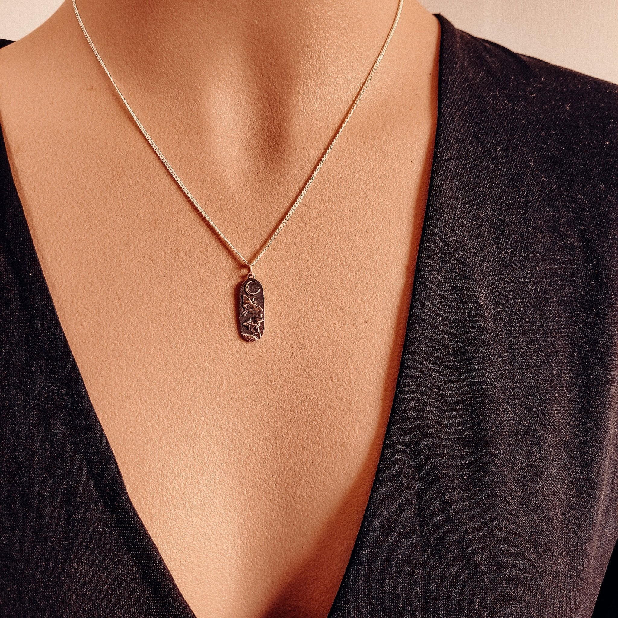 Luna Moth Moonflower Necklace - Kowhai and Sage