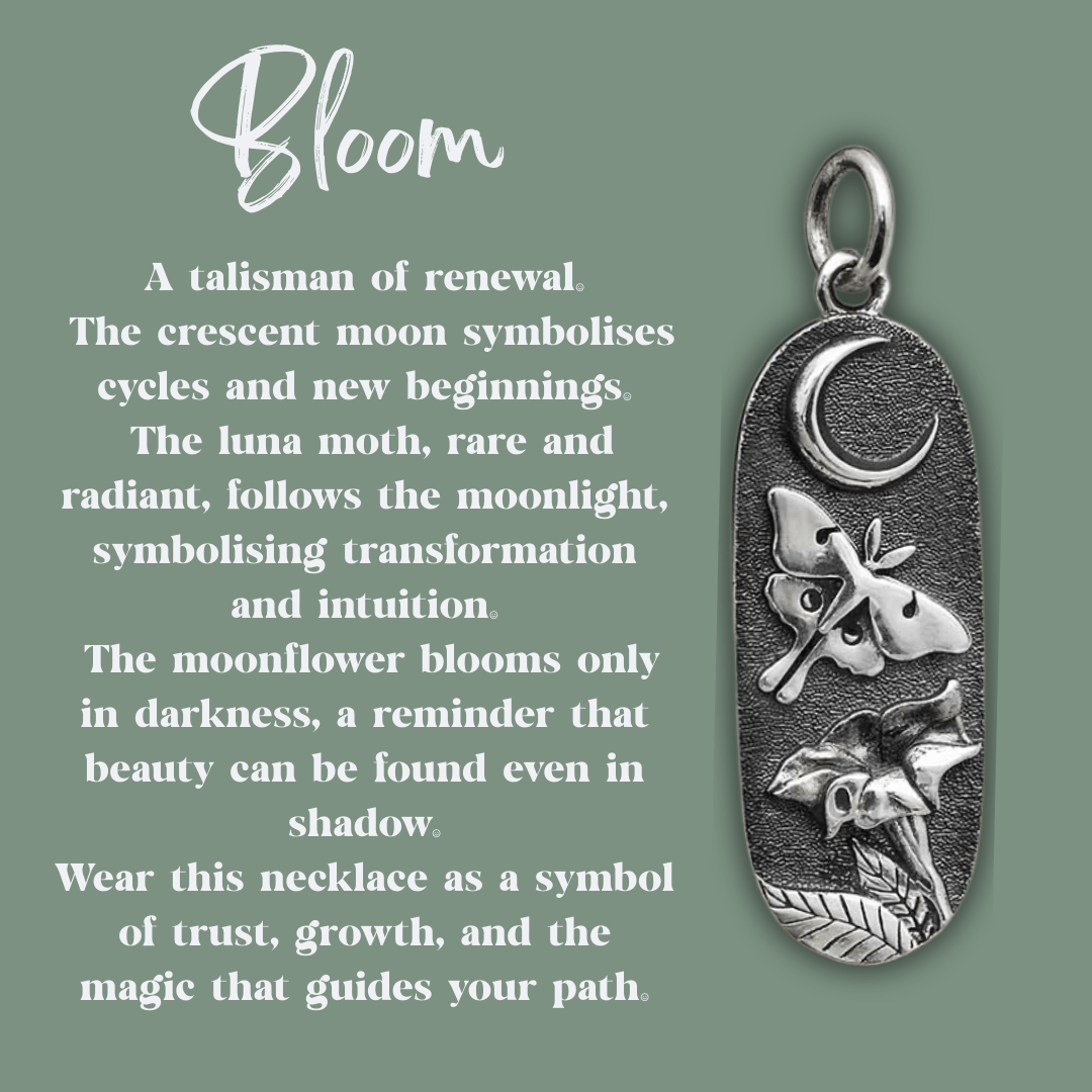 Luna Moth Moonflower Necklace - Kowhai and Sage