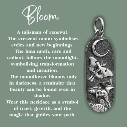 Luna Moth Moonflower Necklace - Kowhai and Sage