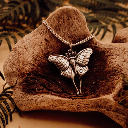 Luna Moth Talisman Necklace - Kowhai and Sage
