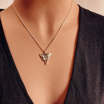 Luna Moth Talisman Necklace - Kowhai and Sage