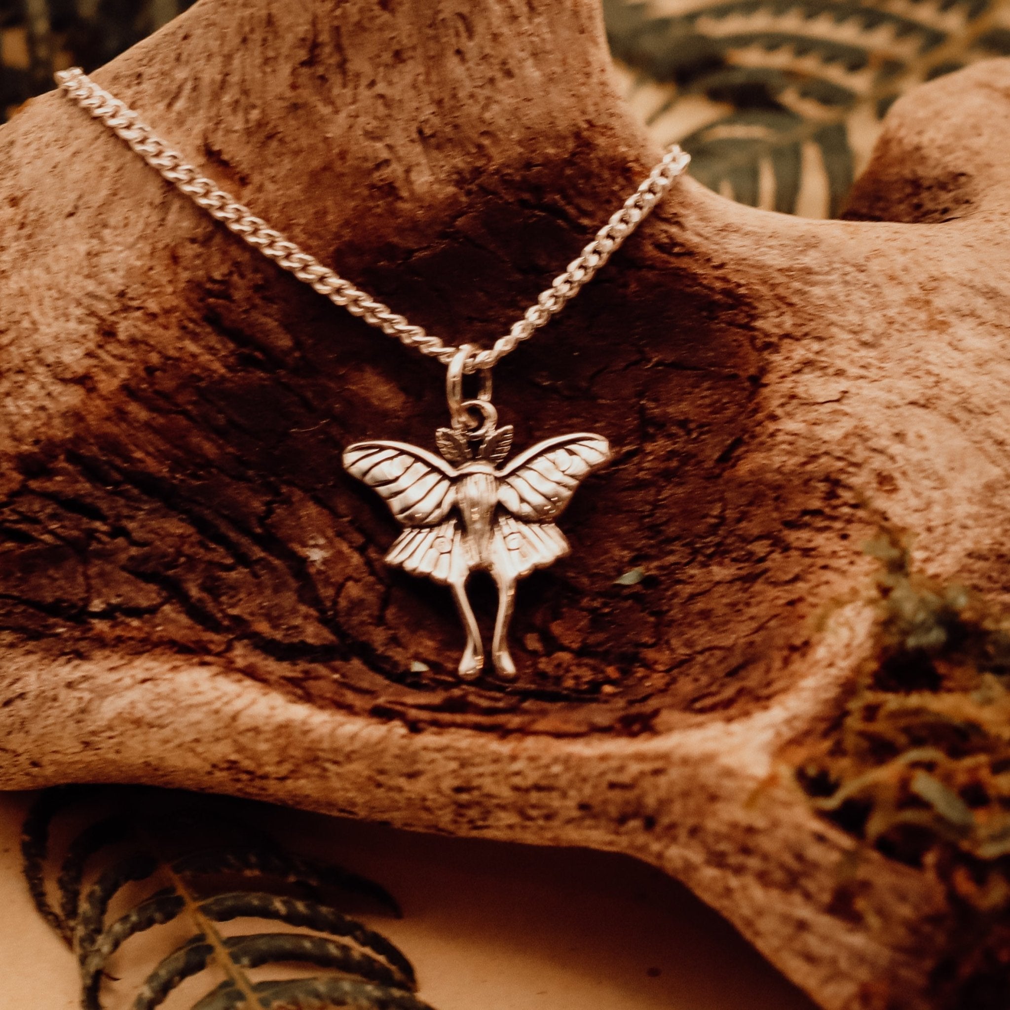 Luna Moth Talisman Necklace - Kowhai and Sage