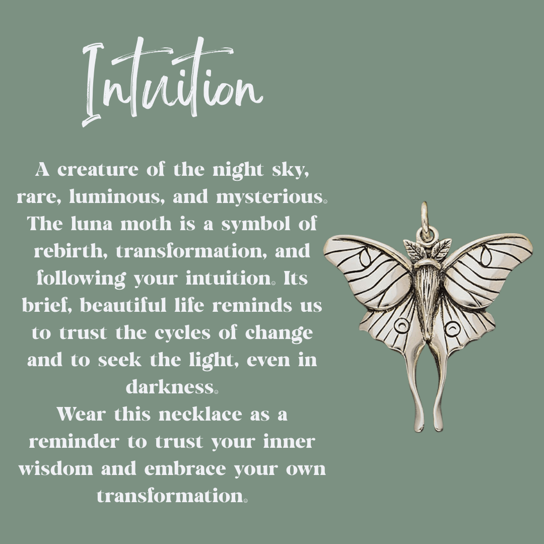Luna Moth Talisman Necklace - Kowhai and Sage