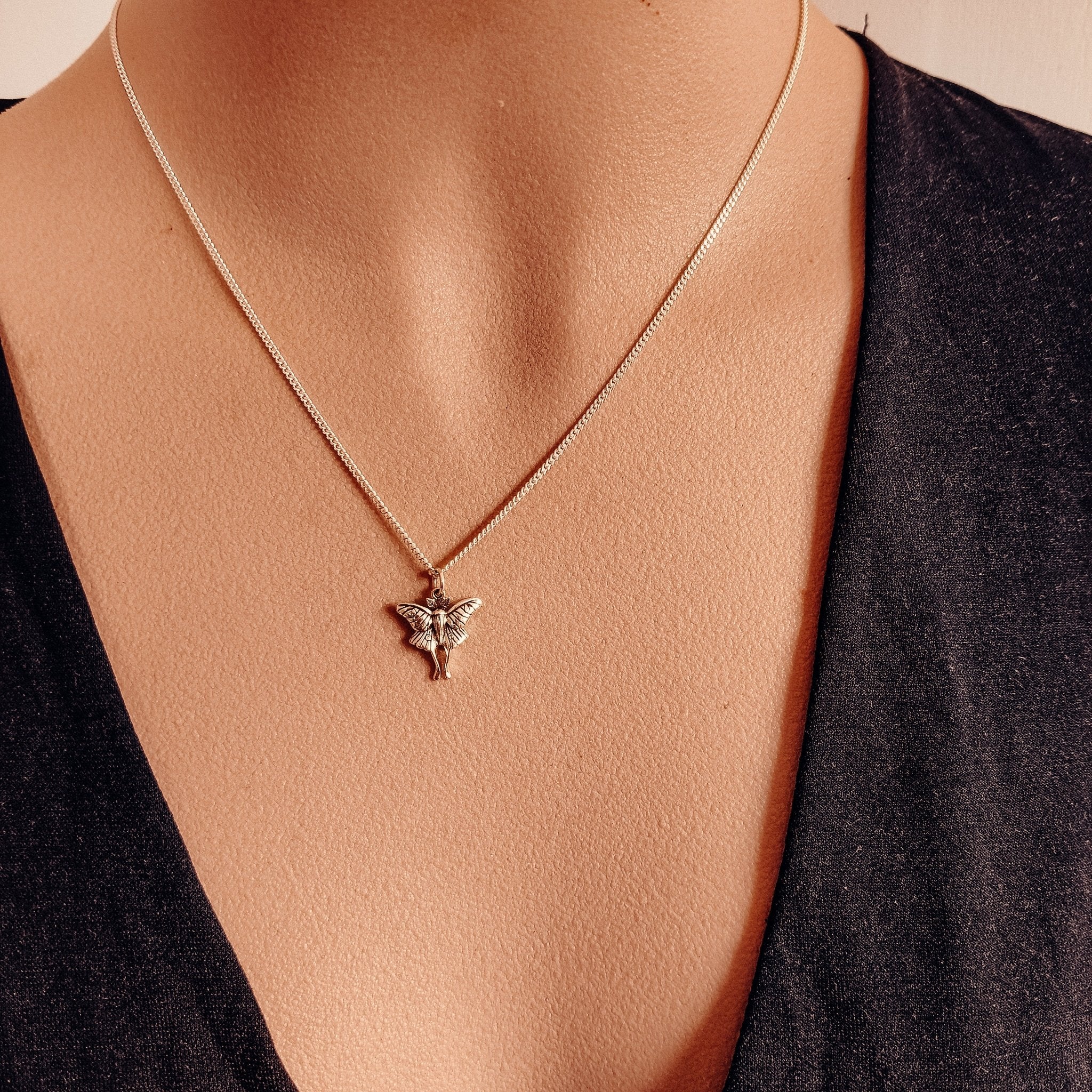 Luna Moth Talisman Necklace - Kowhai and Sage