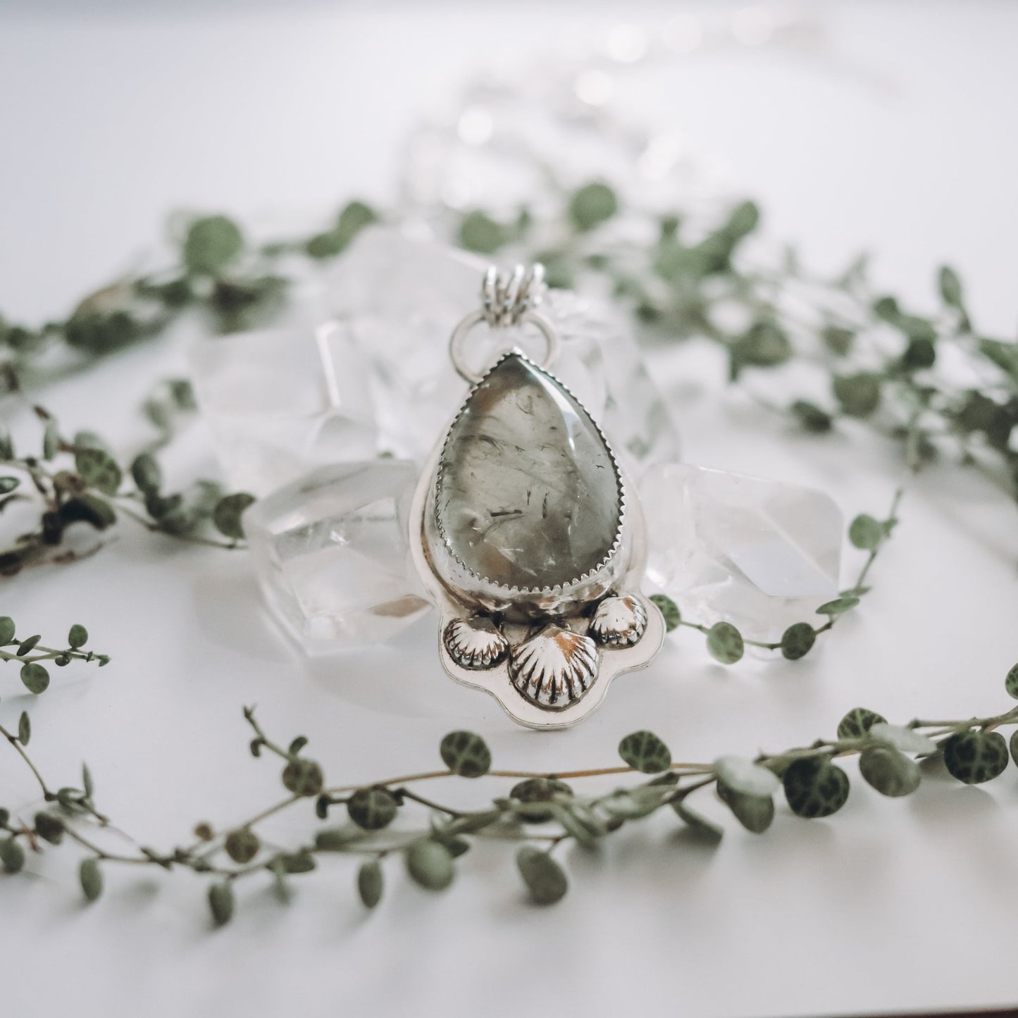 "Mermaid Dreams" Green Amethyst Necklace - Kowhai and Sage