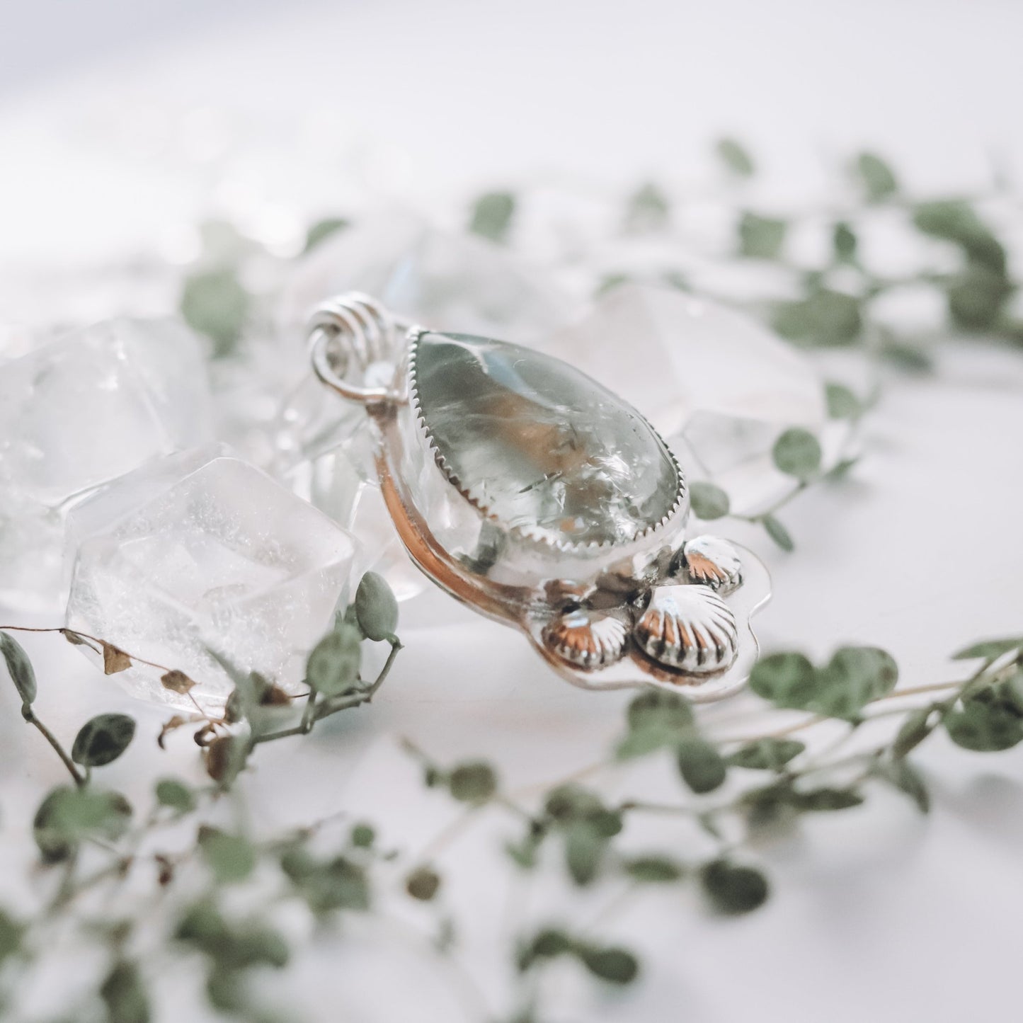 "Mermaid Dreams" Green Amethyst Necklace - Kowhai and Sage